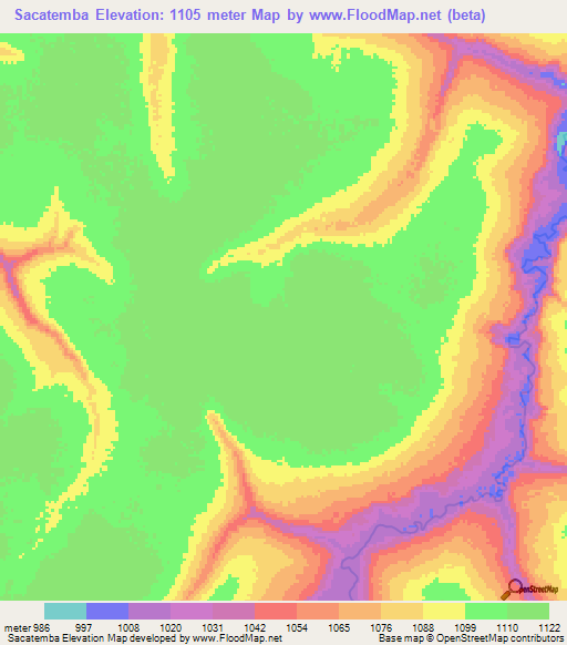 Sacatemba,Angola Elevation Map