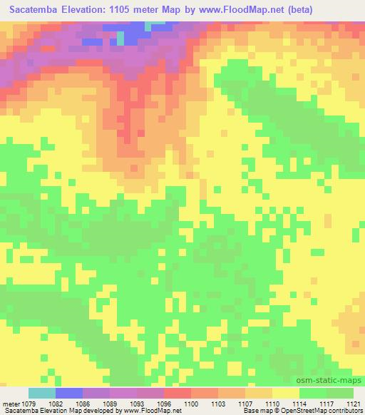 Sacatemba,Angola Elevation Map