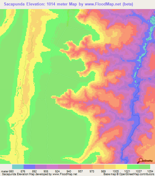 Sacapunda,Angola Elevation Map