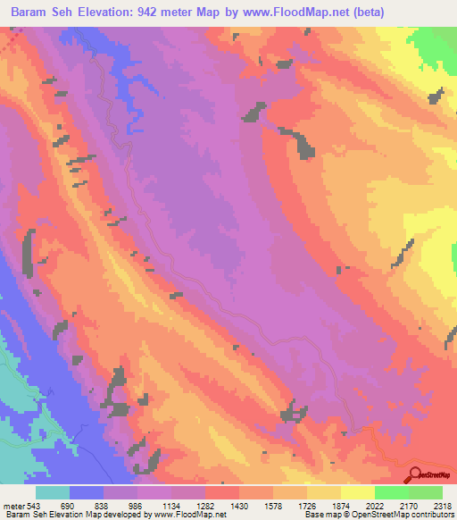Baram Seh,Iran Elevation Map