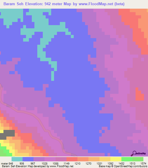 Baram Seh,Iran Elevation Map