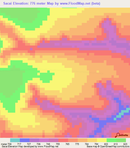 Sacai,Angola Elevation Map