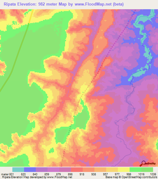 Ripata,Angola Elevation Map