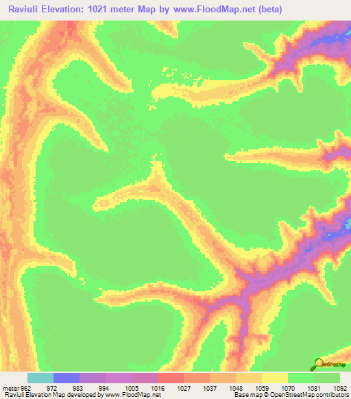Raviuli,Angola Elevation Map