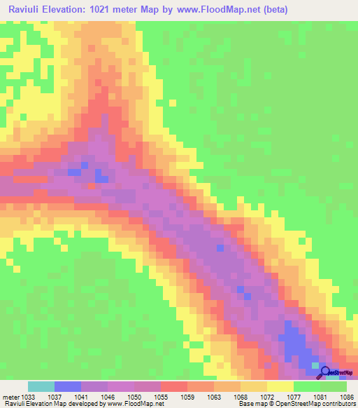 Raviuli,Angola Elevation Map