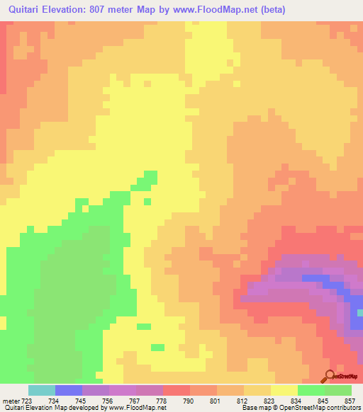 Quitari,Angola Elevation Map