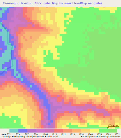 Quinongo,Angola Elevation Map