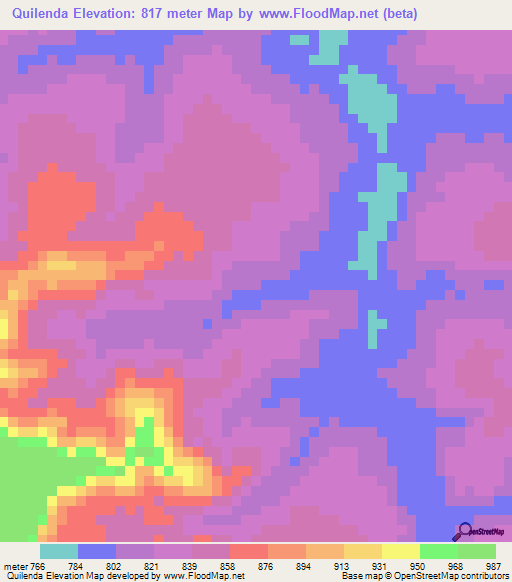 Quilenda,Angola Elevation Map