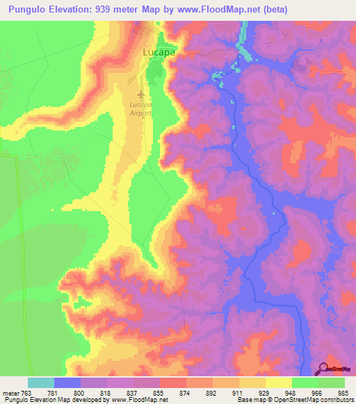 Pungulo,Angola Elevation Map