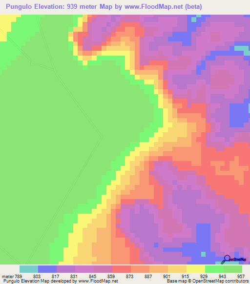 Pungulo,Angola Elevation Map