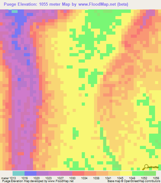 Puege,Angola Elevation Map