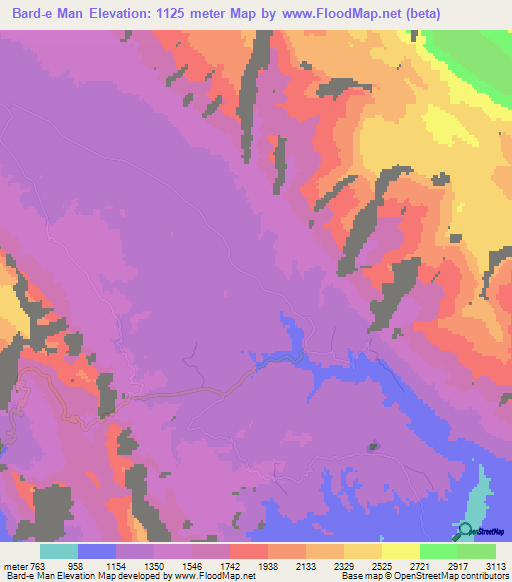 Bard-e Man,Iran Elevation Map