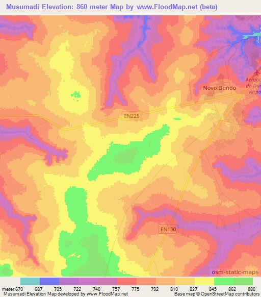 Musumadi,Angola Elevation Map