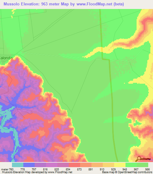 Mussolo,Angola Elevation Map