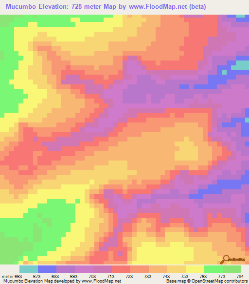 Mucumbo,Angola Elevation Map
