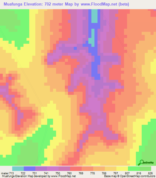 Muafunga,Angola Elevation Map