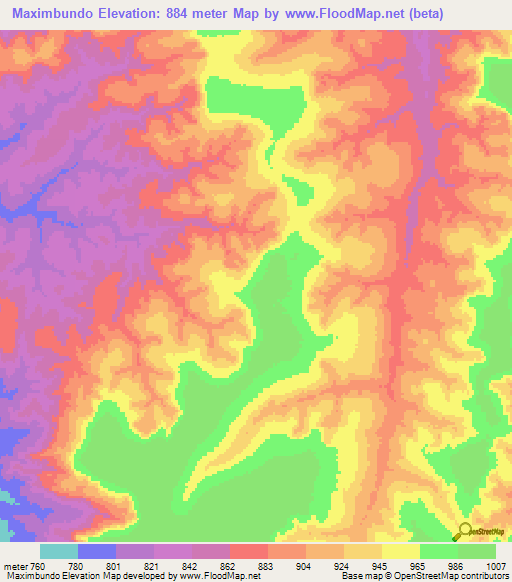 Maximbundo,Angola Elevation Map
