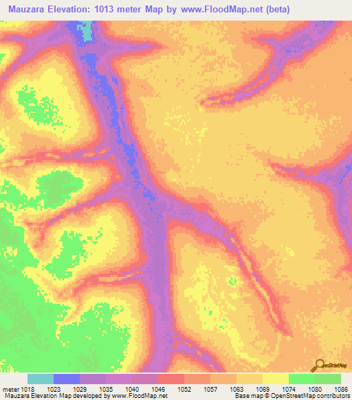 Mauzara,Angola Elevation Map