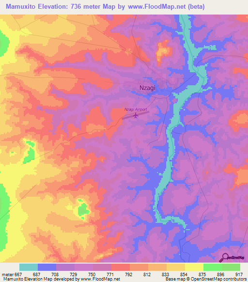 Mamuxito,Angola Elevation Map