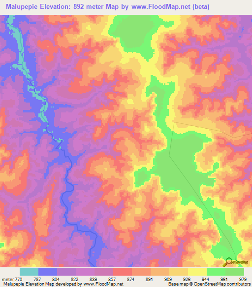 Malupepie,Angola Elevation Map