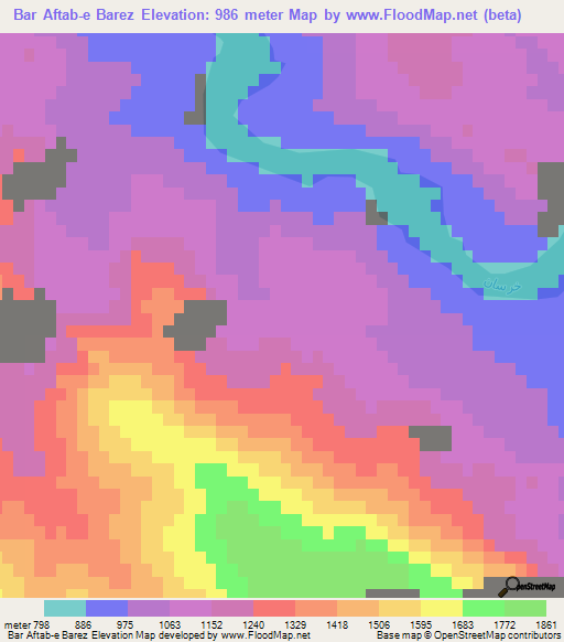 Bar Aftab-e Barez,Iran Elevation Map