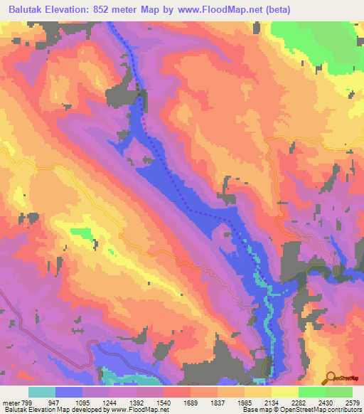 Balutak,Iran Elevation Map