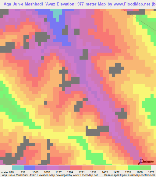 Aqa Jun-e Mashhadi `Avaz,Iran Elevation Map