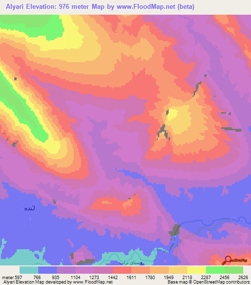 Alyari,Iran Elevation Map