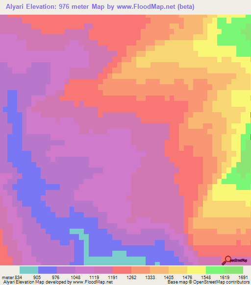 Alyari,Iran Elevation Map