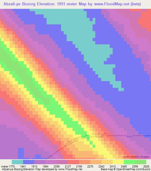 Abzali-ye Bozorg,Iran Elevation Map