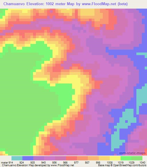 Chamuanvo,Angola Elevation Map