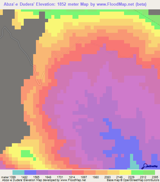 Abza'-e Dudera',Iran Elevation Map