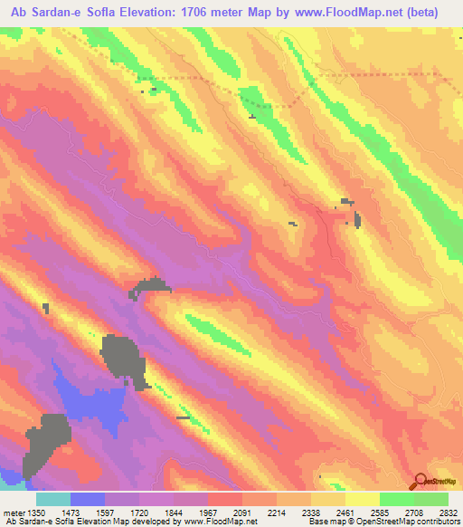 Ab Sardan-e Sofla,Iran Elevation Map
