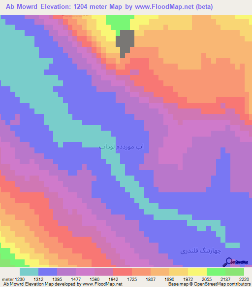 Ab Mowrd,Iran Elevation Map