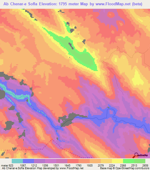 Ab Chenar-e Sofla,Iran Elevation Map