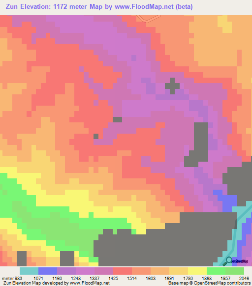 Zun,Iran Elevation Map