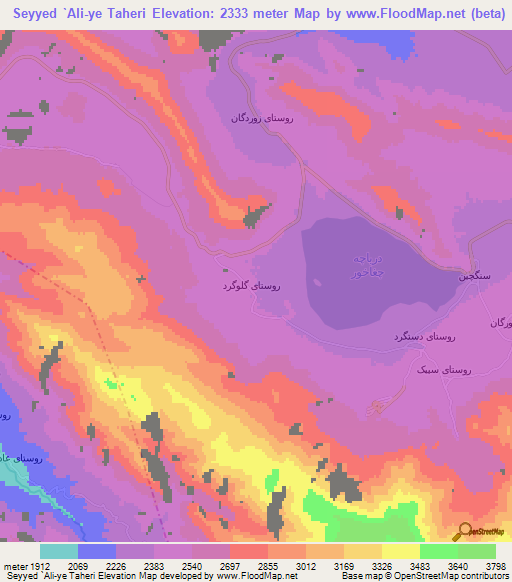 Seyyed `Ali-ye Taheri,Iran Elevation Map