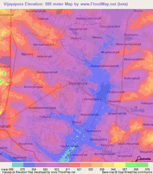 Vijayapura,India Elevation Map