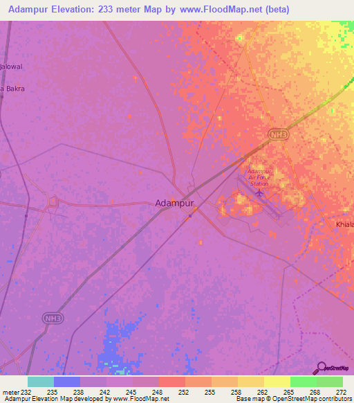 Adampur,India Elevation Map