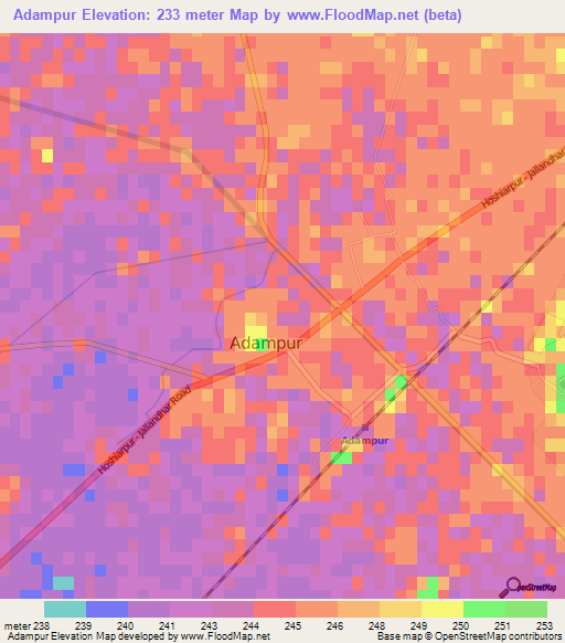 Adampur,India Elevation Map
