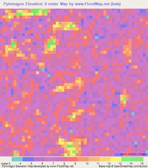 Pyinmagon,Thailand Elevation Map