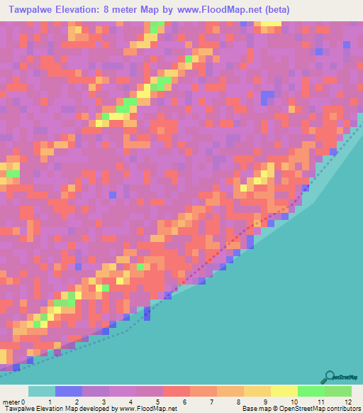 Tawpalwe,Myanmar Elevation Map