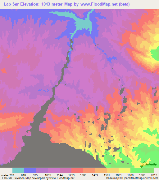 Lab-Sar,Afghanistan Elevation Map