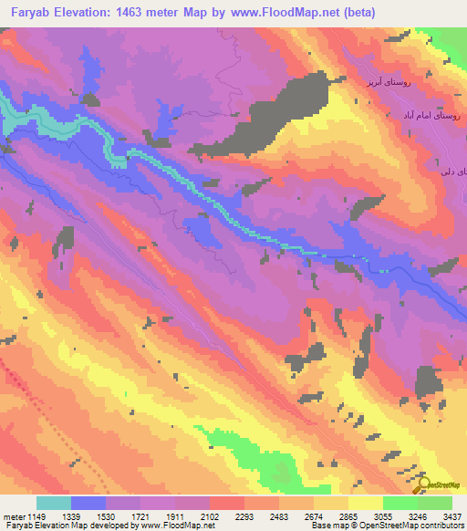 Faryab,Iran Elevation Map
