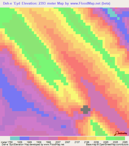 Deh-e `Eyd,Iran Elevation Map