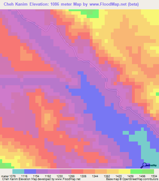 Cheh Kanim,Iran Elevation Map