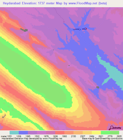 Heydarabad,Iran Elevation Map
