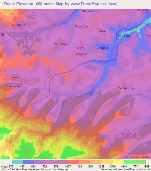 Zuvuc,Azerbaijan Elevation Map