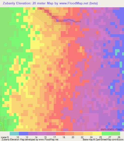 Zubanly,Azerbaijan Elevation Map
