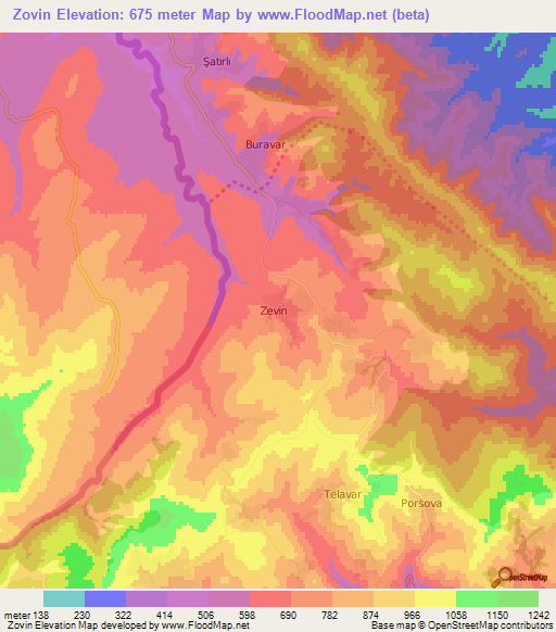 Zovin,Azerbaijan Elevation Map